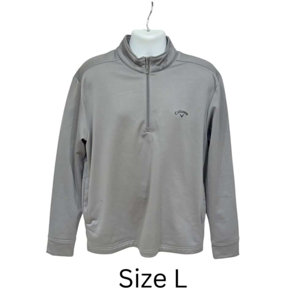 Callaway Golf 1/4 Zip Pullover Gray Mens Large 100% Polyester Performance